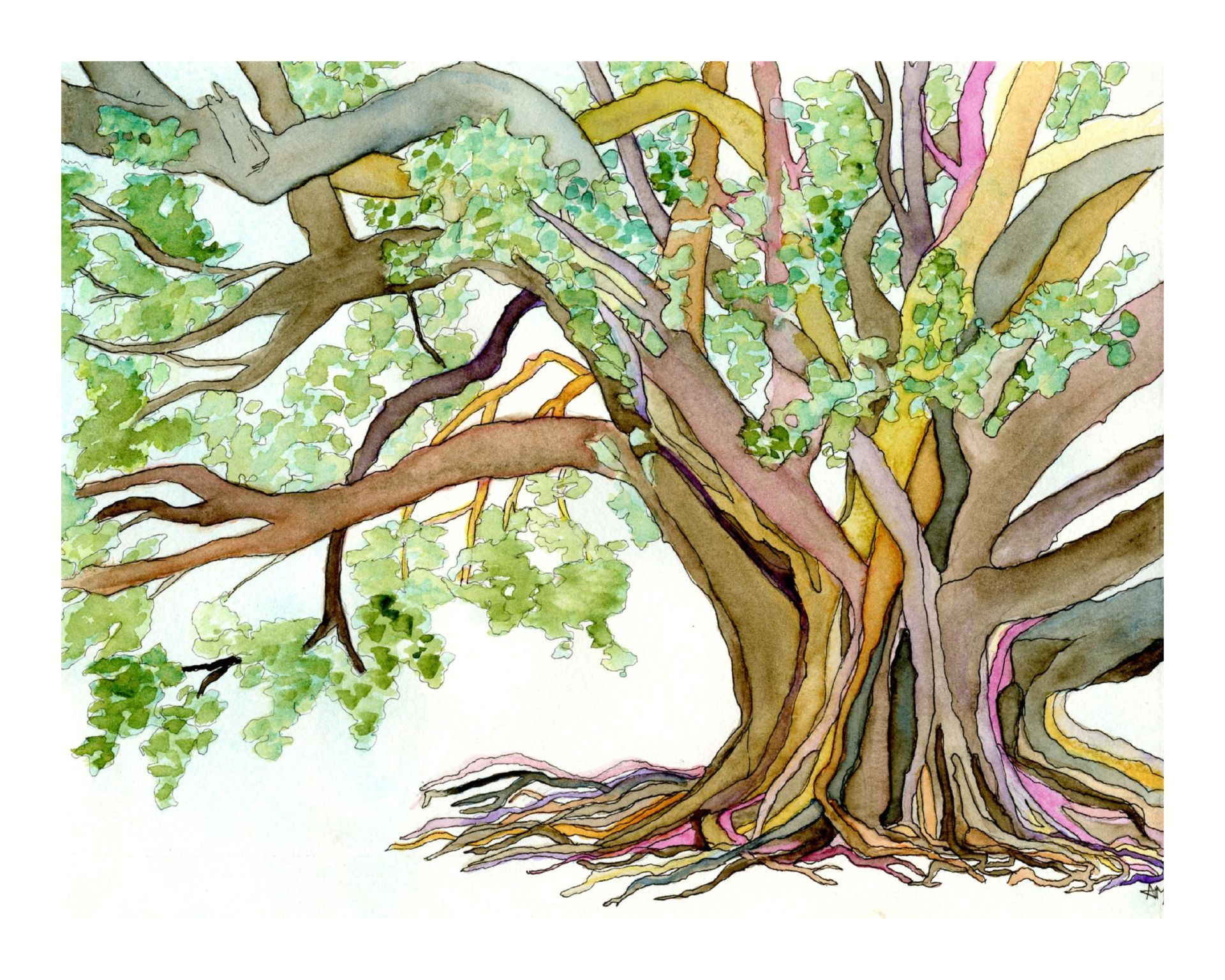 Haitian tree painting by Aruba Mahmud